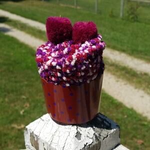 Red velvet pompom cupcake socks one size gift box burgundy